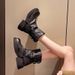 Vintage Western Big Toe Belt Buckle Martin 2025 Autumn New Thick Sole Height Increasing Short Boots For Petite Women_vogvips.com