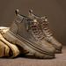 Autumn Solid Color New Fashion Simple Stitching Lightweight Comfortable Casual Lace-up Thick-soled Men's Martin Boots_vogvips.com