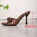 Brown Polka Dot High-heeled Sandals For Women, Bow-tie Strap Stiletto Sandals, Wholesale Foreign Trade Supply_vogvips.com