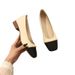 2025 New Spring And Autumn Color Blocked Small Fragrant Style Women's Pearl Chain Low Heel Versatile Square Head Shallow_vogvips.com