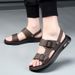 Sandals 2026 Summer Outdoor Casual Non-Slip Beach Genuine Leather Soft Sole Dual-Use Slippers Men's Trendy Shoes_vogvips.com