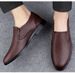 Men's Leather Shoes Style Low-top Retro Round Head Leather Shoes Dress Foot Loafers_vogvips.com