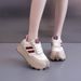 Women's Chunky White Sneakers - Breathable Platform Casual Shoes With EVA Insole For Spring Summer Fall (Black, Beige Red, Beige Black)_vogvips.com