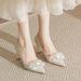 French-style Bridal Wedding Shoes Chunky Women, Champagne-colored With Rhinestones, Comfortable High Heels Suitable For_vogvips.com
