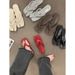 Women's Shoes Stylish Red Flip Flops With Pig's Trotter Design, Perfect For Summer , Ideal For Beach Wear, Flat And Resilient._vogvips.com