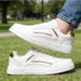 Classic All Black Leather For Women Lace-up Casual Sneakers Lightweight Breathable Skate Shoes Non-slip Work Footwear_vogvips.com