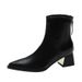 Genuine Leather Pointed Toe Short For Women 2025 New Spring And Single Thick Medium Slim Autumn Winter High Heel Bare_vogvips.com