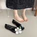 Fashion Transparent Crystal Shoes New Jelly Shoes Hollow Single Shoes Women's Casual Sequins Flower Square Head Sandals_vogvips.com