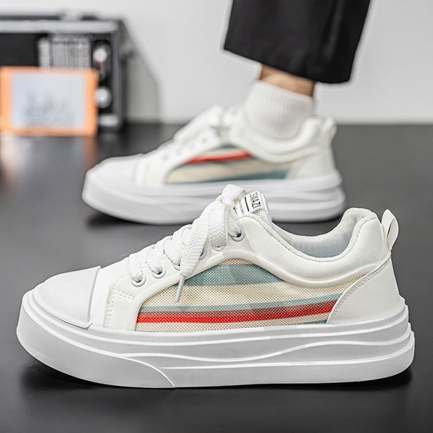 Men's Lightweight Breathable Casual Sneakers For Summer - Round Toe, Mesh Upper, Rubber Sole, Comfortable Low-Top Shoes For Tennis And Everyday Wear_vogvips.com