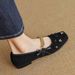 Fashionable Ethnic Style Square Toe Versatile And Comfortable Shallow Single Shoe Exquisite Rhinestone Buckle Low Heel_vogvips.com