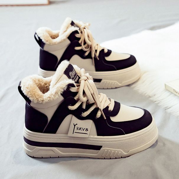 Fleece-Lined Thickened High-Top 2024 Warm Snow Boots Women's Versatile New Thick-Soled Winter Cotton Shoes_vogvips.com