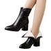 Women's Short 2024 Autumn Winter New Korean Style Embossed Double-Breasted Martin Pointed Toe Side Zipper Boots_vogvips.com