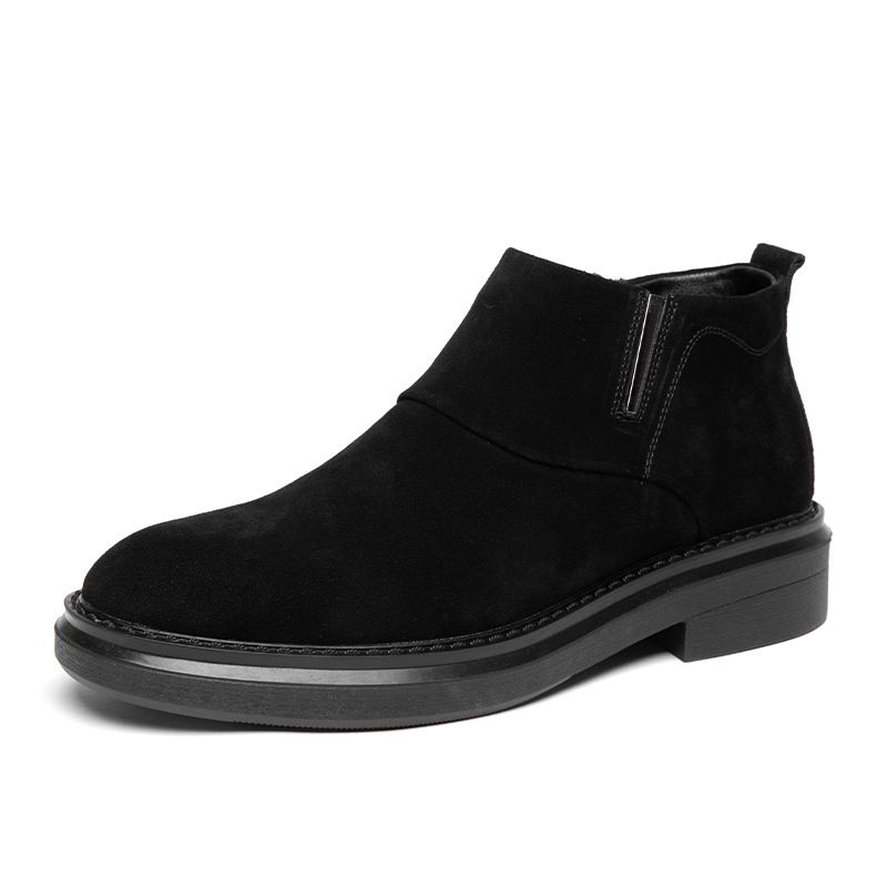 European Warm Series Martin Autumn Winter Fleece Lined Warm British Style Short Suede Leather Mid-top Men's Boots_vogvips.com