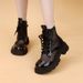 Genuine Mesh Martin For Women 2025 Spring/Summer Thin British Style Cool Thick-Soled Hollow Short Shiny Leather Boots_vogvips.com