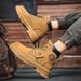 Yellow Martin Spring And Autumn High-top Lace-up Casual Leather British Style Men's Workwear Motorcycle Boots_vogvips.com