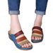 Cross-border Foreign Trade 2023 Summer New European And American Style Wedge Heel Color-blocked One-strap Women's_vogvips.com