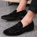 Black Spikes, 2022, New Brand, Loafers, Us Shoes, Denim And Metal Sequins, High Quality Casual Men's Shoes_vogvips.com