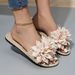 Women's Shoes Large Size Summer New Single Slotted Flat Casual Sandals With Flower Soft Soled Beach Shoes_vogvips.com