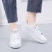 Women's White Shoes New Design Korean Casual Style Print Rose Flat Bottom Triple Sliver Gold Free Shipping 456_vogvips.com