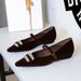 3686-K76 Korean-style Fashion Mary Jane With Rhinestone Buckle, One-strap, Wedge Heel, Suede, Elegant Pointed-toe Single_vogvips.com