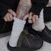 Men's And Women's Fashion Loop-Back Cotton Socks, Soft And Breathable Mid-Crew Socks With Comfortable Terry Sole, Neutral Colors For Everyday Wear_vogvips.com