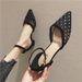Chunky Heel Fairy Daily 2023 Summer New Pointed Toe Breathable Mid-Heel Sandals Mesh Women's Shoes_vogvips.com