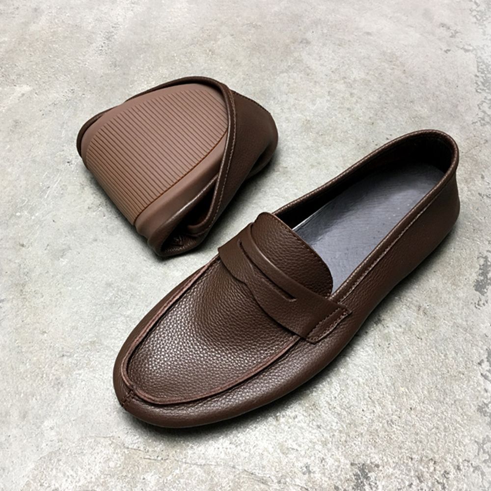 Flat Loafers Soft Sole Slip On Leather Casual For Breathable Comfortable Office Dress Men Shoes_vogvips.com