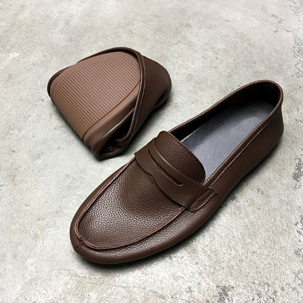 Flat Loafers Soft Sole Slip On Leather Casual For Breathable Comfortable Office Dress Men Shoes_vogvips.com
