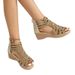 Flat Sandals Summer New Slope Water Diamond Fish Mouth Sandals Women's Soft Sole Open Toe High Heel Roman Shoes_vogvips.com