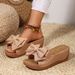 Summer Thick Sole Wedge Sandals For Women Plus Size European And American Style With Bow Foreign Trade Wish_vogvips.com