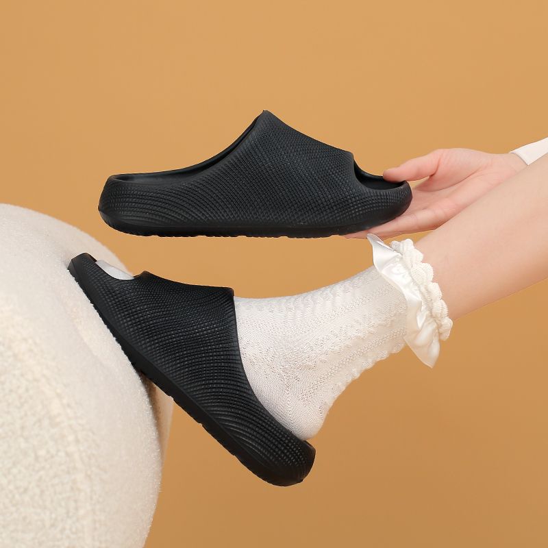 Summer New 3D Textured Indoor EVA One-word Drag Couple Thick-soled Slippers Light And Non-slip_vogvips.com