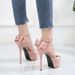 Spring And Autumn Fish Mouth Hollow Sandals, Ultra High Thin Heels, Waterproof Platform, Silk Rear Tripstrap Buckle,_vogvips.com