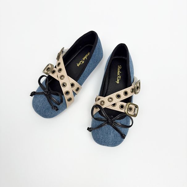 Kids' Shoes Spring New Style Ballet Shoes Casual Breathable Flat Bottom Student Round Head Belt Buckle Toad Shoes Girls Single Shoes_vogvips.com