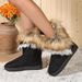 Women's Shoes Round Toe Flat Wool And Fleece Warm Cotton Boots_vogvips.com