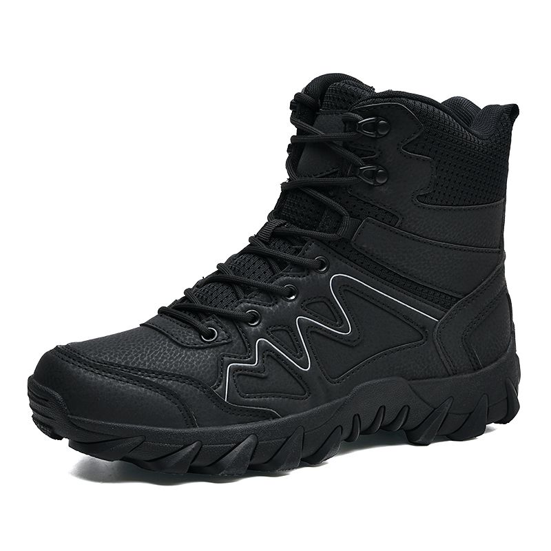Outdoor High-top Boots Men Anti-slip Flat Comfortable Combat Boot Men Breathable Wear-resistant Casual Lace-up Hiking Shoes Men_vogvips.com