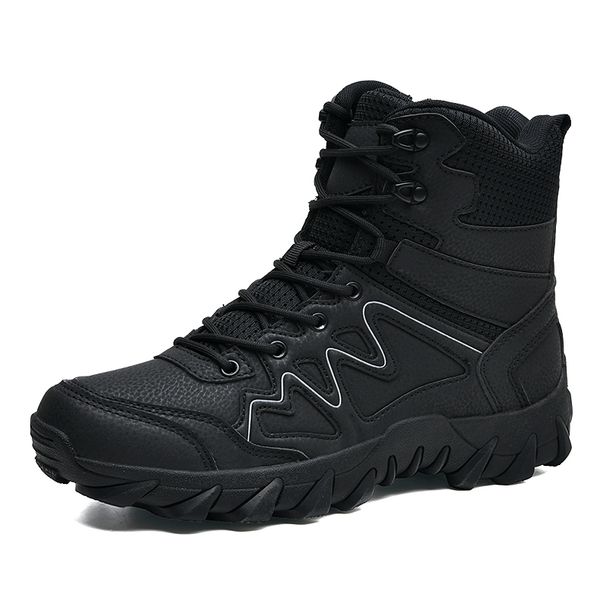 Outdoor High-top Boots Men Anti-slip Flat Comfortable Combat Boot Men Breathable Wear-resistant Casual Lace-up Hiking Shoes Men_vogvips.com