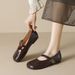 Round Head Soft Sole Single Shoes Women's Spring Flat Bottom One Word With Mary Jane Shoes Women_vogvips.com