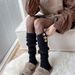 Button Sock Covers For Women, Autumn And Winter Thickened Snow Boot Leg Covers, Warm Pile Coffee Color Mid-Calf Socks,_vogvips.com