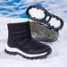 Winter Plush Thick Soled Waterproof Snow Boots For Warm And Breathable Couples, High Top Casual Cotton Shoes_vogvips.com