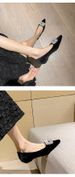 Coarse-heeled Single Shoes, Female Pointed Head, Shallow Mouth, One Foot, Rhinestone Temperament, Fairy, Wind Doudou Shoes, Female_vogvips.com