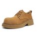 ShoeVault Cleanfit Big Toe Suede Derby For Men And Women Thick Sole Height Increasing British Style Workwear Low-top Yellow Boots_vogvips.com