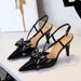 1383-1 French Style Pointed Toe Bowknot Shallow Mouth Backless Single Shoes For Women Cross Strap One-Word Buckle Hollow_vogvips.com