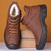 European Warm Series Autumn Winter New Cotton Shoes With Fleece, Thickened Waterproof Casual Men's High-top Leather Shoes, Outdoor Sports_vogvips.com