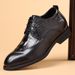 Business leather shoes men's real leather shoes Brock carved commuter formal men's shoe top layer cowhide_vogvips.com