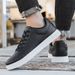 Men' PU Leather Lace-up Skateboard Shoe, Trendy Comfortable Lightweight Non-lip Outdoor Shoe Walking Jogging_vogvips.com
