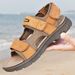 Ultra Light Genuine Leather Beach Sandals, Handmade Oversized Anti Slip Summer Men's Sandals_vogvips.com