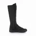 Womens Black Canvas Shock Absorbing Knee High Boots With Side Zipper And Laces_vogvips.com