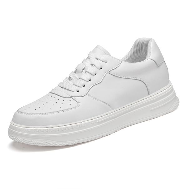 Invisible Inner Height Increase Men's Shoes Soft Baseplate Shoes Men's Casual Breathable White Shoes_vogvips.com