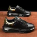 Mens Black Casual Shoes With Gold Heel Durable Logo And Air Cushion Sole_vogvips.com
