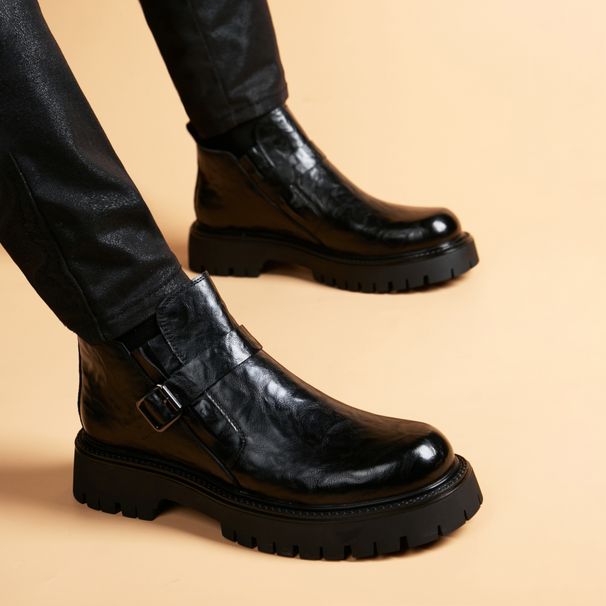 European Warm Series Men's Martin Trendy Casual Thick-Soled Short Versatile Height-Increasing Leather Boots_vogvips.com